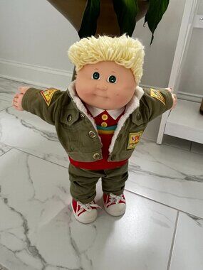 Designer Cabbage Patch Kid Complete Outfit Chunky Sneakers Blonde Hair Green Eye